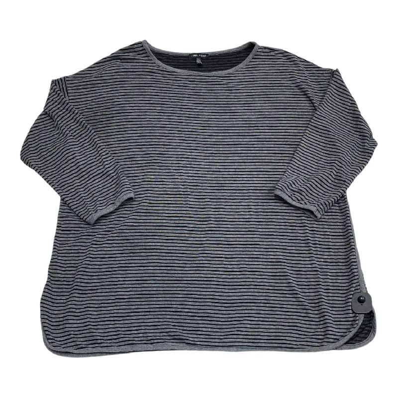 Women's Blouse with Peter Pan CollarTop Long Sleeve Designer By Eileen Fisher In Black & Grey, Size: Xl