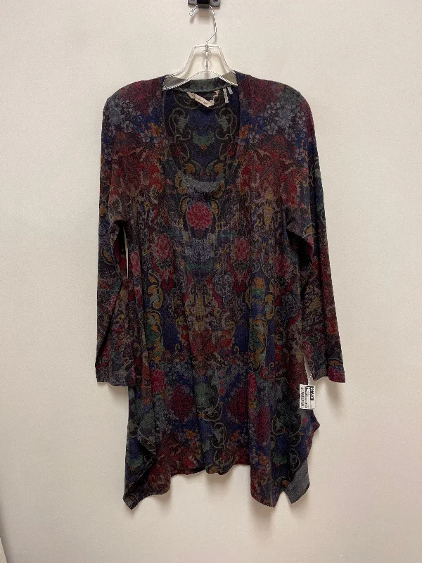 Women's Blouse with Notched CollarTunic Long Sleeve By Soft Surroundings In Multi-colored, Size: L