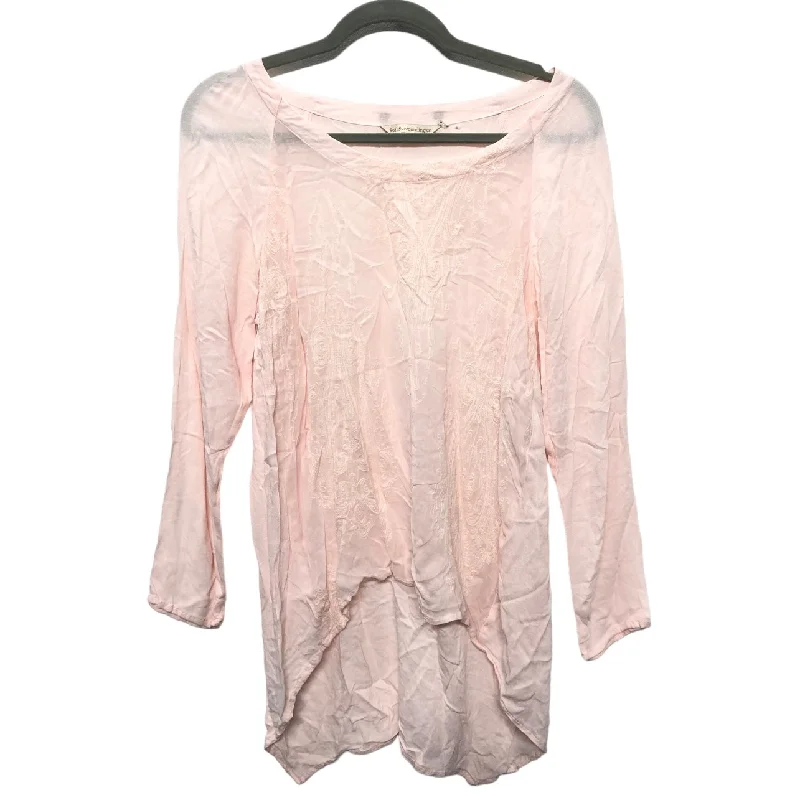 Women's Blouse with High CollarTunic Long Sleeve By Soft Surroundings In Pink, Size: S